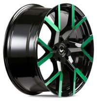 BARRACUDA TZUNAMEE EVO Black gloss flashgreen Felge 8x18 - 18 Zoll 5x100 Lochkreis